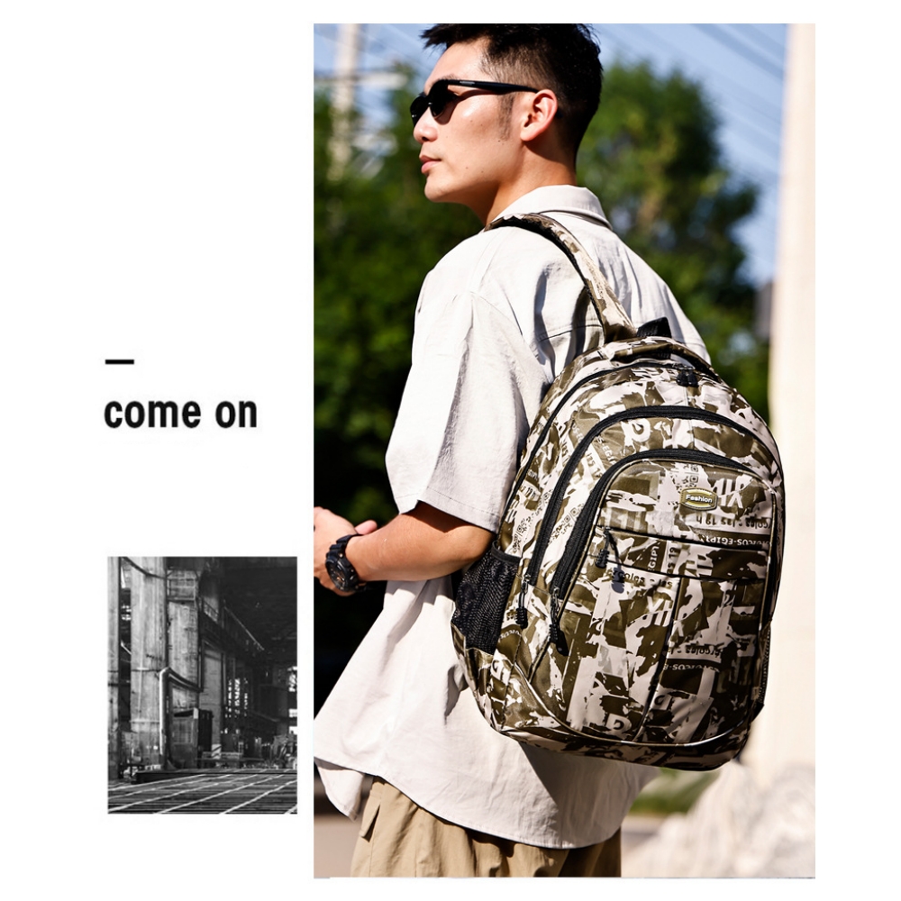 Mochila escolar para niños y niñas, camuflaje, con compartimento para laptop, múltiples bolsillos, para niños y adolescentes, amarilla 7