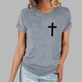 thumbnail image 2 of Camiseta Casual de Manga Corta de Cuello Redondo Impresa para las Mujeres, 95% Poliéster 5% Spandex Vintage Top Ligero para Diario, Fiesta Y Primavera Verano, 2 of 4