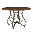 thumbnail image 2 of Roselyn 45" Round Dining Table, Brushed Faux Medium Cherry Wood with "Matte Pewter and Bronze" Metal, 2 of 7