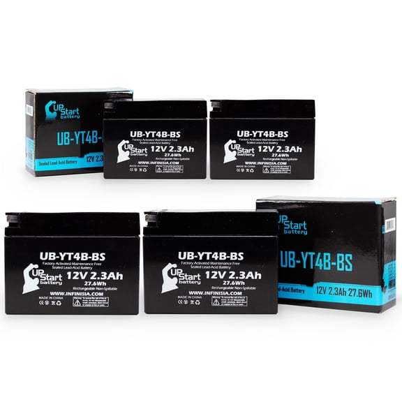 4-Pack UpStart Battery Replacement for 2012 Yamaha TTR110E 110CC Factory Activated, Maintenance Free, Motorcycle Battery - 12V, 2.3Ah, UB-YT4B-BS