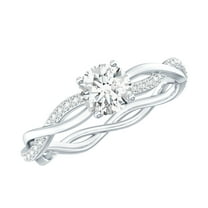 Rosec Jewels Moissanite Engagement Ring for Women - 1/2 Carat - Braided Ring - D-VS1 Quality Certified, 14K White Gold, US 13.00