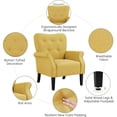 thumbnail image 4 of CZMJY Modern Armchair, Mid Century Accent Sofa Chair with Sturdy Wood Legs and High Back, Upholstered Fabric Sofa Club Chair for Living Room/Bedroom/Office, Yellow, 4 of 10