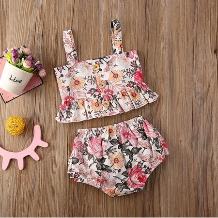 

Details about 2Pcs Toddler Kids Baby Girls Outfits Floral Vest T-Shirt Shorts Set Clothes
