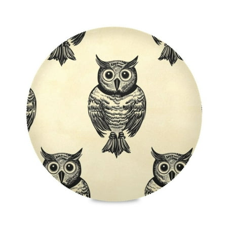 

Round Plate Mat 15.4x15.4 Inchesx4 Placemat Table Mat Kitchen Mat Coffee Mat Fabric Thick Strong Wear-Resistant Heat Resistance Black Cartoon Owl