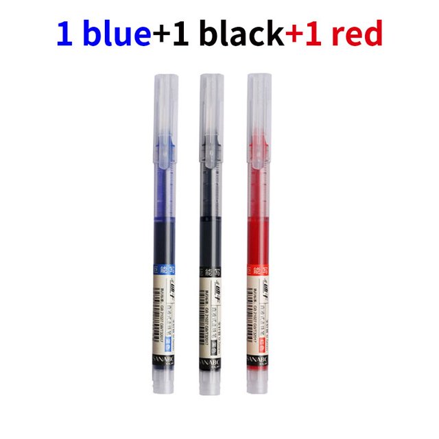 Bolígrafo de Gel de alta capacidad para examen, suministros de papelería para oficina y escuela, 5/10mm, tinta negra y azul, 0,5 unidades