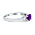 thumbnail image 2 of Three Stone Oval Engagement Ring Simulated Amethyst CZ 925 Sterling Silver Size 5, 2 of 4