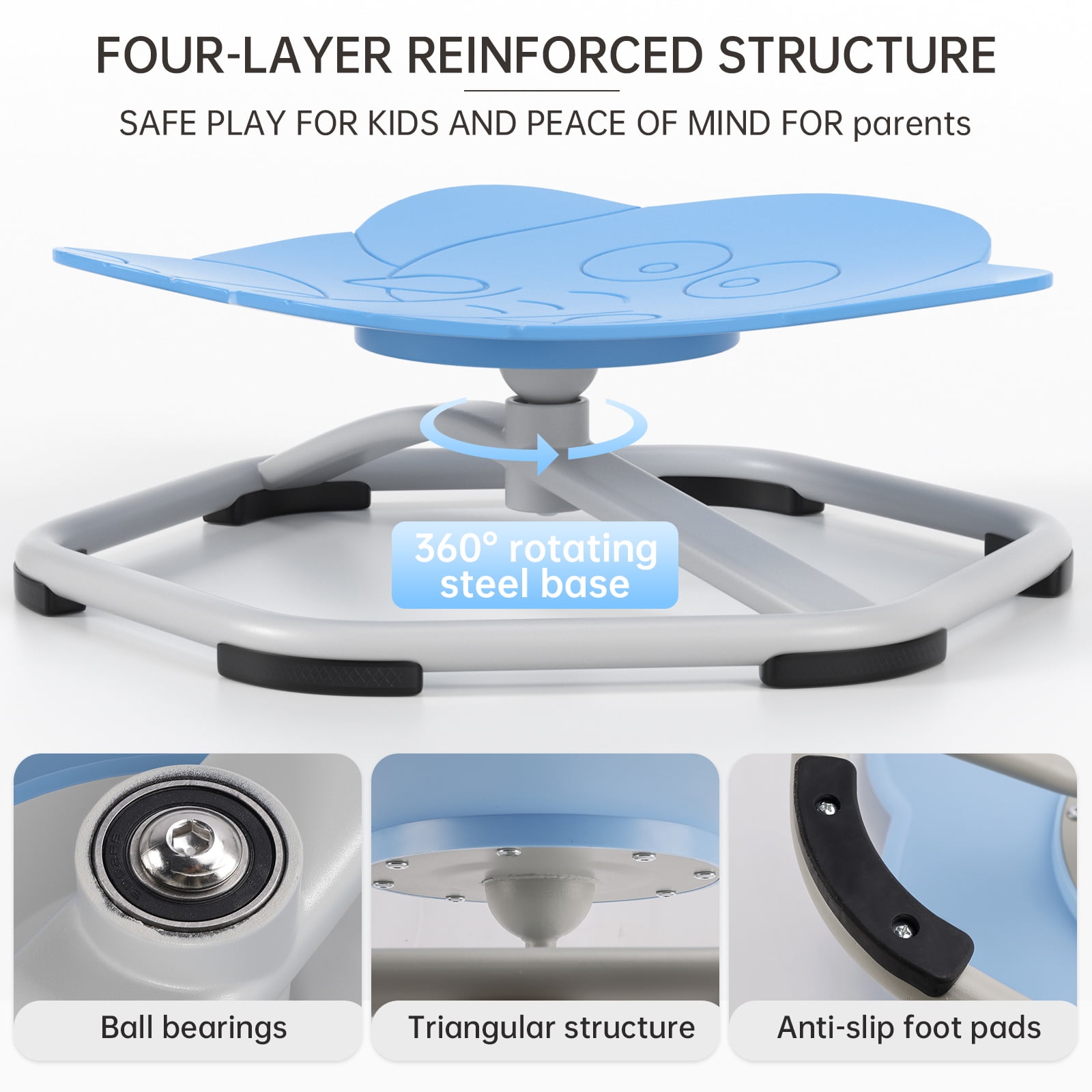 Sensory Spinning Chair for Autistic Sensory Swivel Chairs Sit, Enhancing Motor Skills Educational Indoor & Outdoor (Blue)