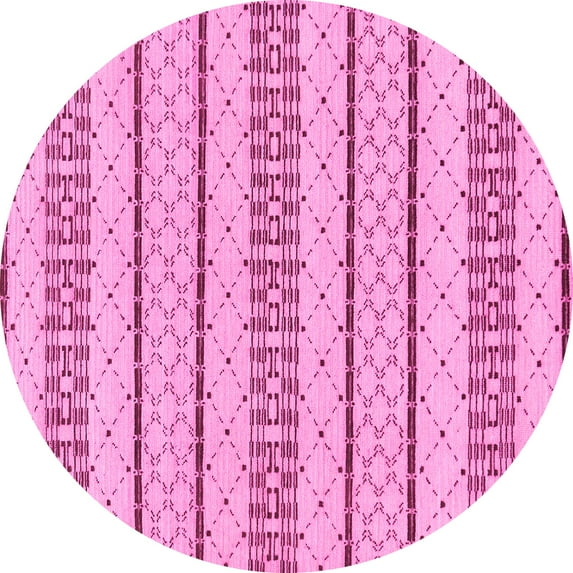 Ahgly Company Indoor Round Solid Pink Modern Area Rugs, 7' Round