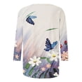thumbnail image 5 of LEAVINGSUO Summer Tops for Women 2024! Women's Fashion Printing Loose T-Shirt Mid-length 3/4 Sleeves Blouse Round Neck Casual Tops, 5 of 5