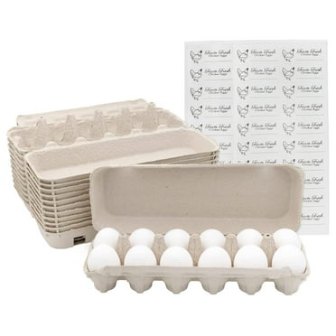 Cornucopia Cardboard Egg Cartons (12-Pack); Each for One Dozen, Eco-friendly Recycled Material Biodegradable 12-count Egg Cartons w/Labels