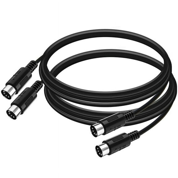 2-Pack 5-Pin DIN MIDI Cable, 3-Feet Male to Male for MIDI Keyboard