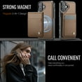 thumbnail image 2 of Compatible Magsafe 2 in 1 Detachable iPhone 16 Wallet Case with Card Holder Women Men,Magnetic PU Leather RFID Blocking Flip Kickstand Credit Slots Luxury Leather Case for iPhone 16, Brown, 2 of 12