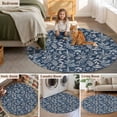 thumbnail image 5 of Dandelion Round Area Rug 8Ft Washable Large Circle Rugs for Living Room Dorm, Navy Blue Flowers Modern Minimalist Spring Non-Slip Carpet Floor Mats Indoor Outdoor Carpet Runner Aesthetic Home Decor, 5 of 8