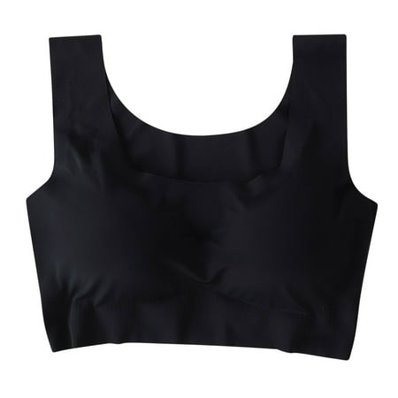 JIUKE Wireless Bras for Women Full Coverage Padded Tank Top Bra Comfy Support Smoothing Daily Bras Black XL