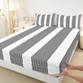 thumbnail image 5 of Castle Fairy Minimalist Thin Vertical Stripe Bed Sheets 4-Piece,Geometric Wide Band Full Size Sheets,Black White,1 Flat Sheet, 1 Fitted Sheet and 2 Pillowcases, 5 of 7