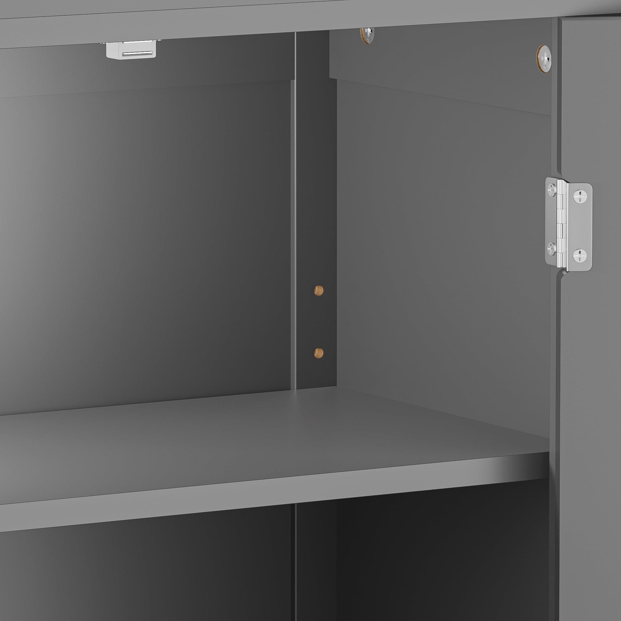 SuperDeal Bathroom Cabinet Floor Storage Organizer Cabinet Freestanding Cupboard Adjustable Shelves, Grqy