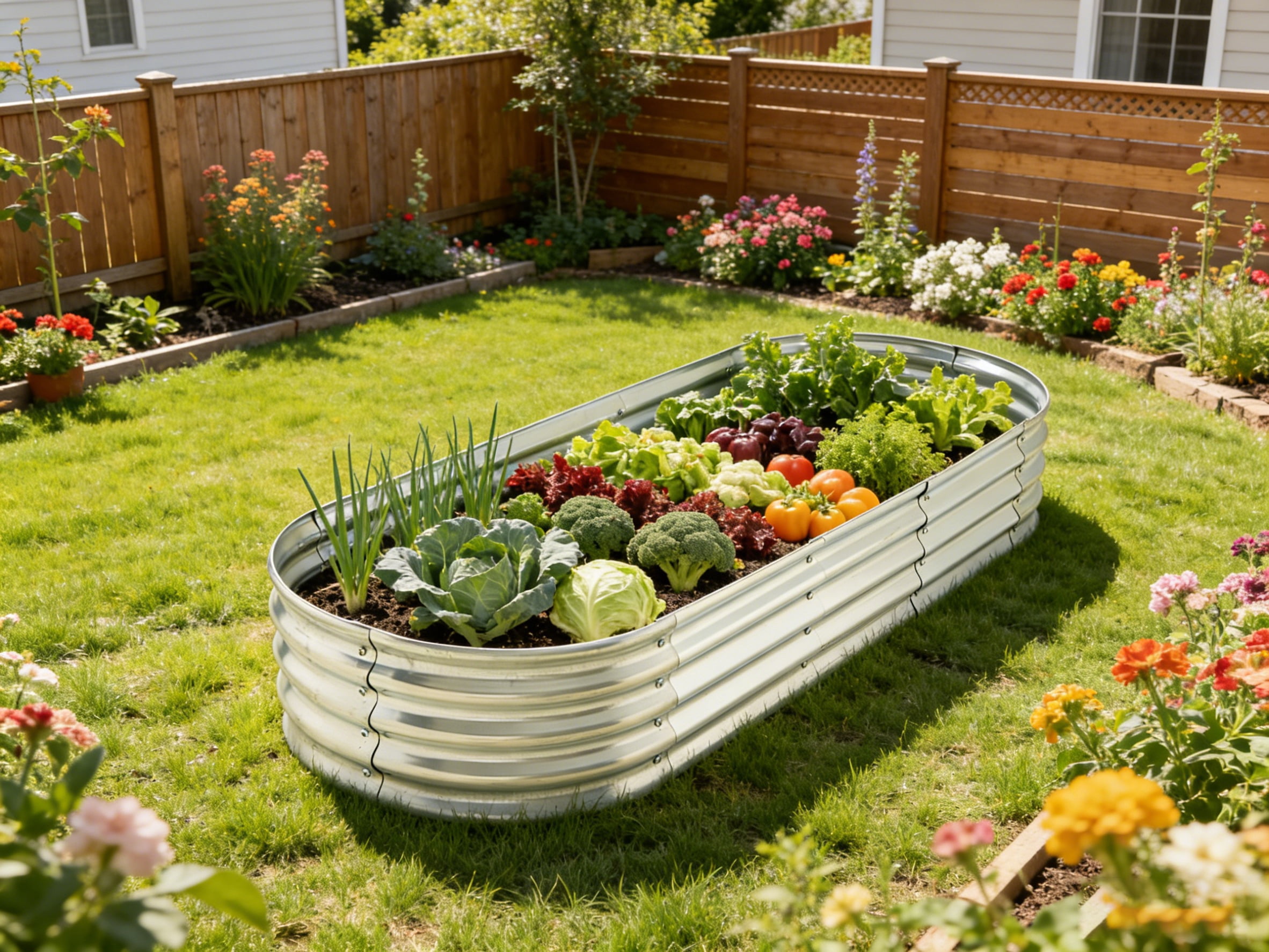 6 ft x 2 ft Raised Garden Bed Metal Elevated Planter for Vegetable Flower Herb