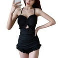 thumbnail image 2 of Women Swimsuit Hollow Out Ruffles One-piece Sling Belly Covered Bathing Suit for Beach, 2 of 7