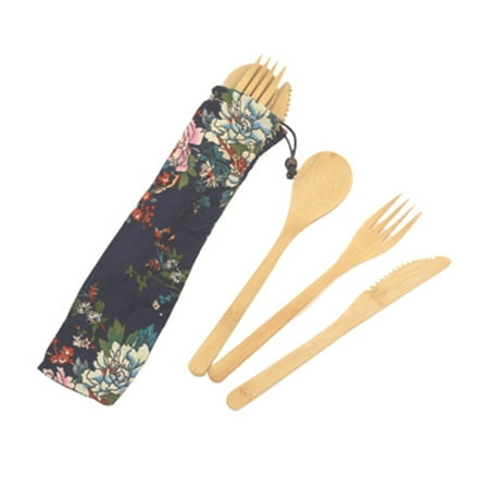 

VEAREAR Cutlery Set 4/7Pcs Travel Portable Reusable Bamboo Knives Fork Spoon Chopsticks Cutlery