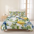 thumbnail image 3 of Twin Quilt Set 68''x86'', Botanical Lemon Lightweight Summer Bedspread Coverlet Set with 2 Pillow Shams, Watercolor Blue Birds Green Leaves Breathable All Season Quilt Bedding for Dorm/Bedroom, 3 of 9