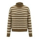 thumbnail image 1 of Suéteres Prolriy para mujer, suéter de cuello alto medio con contraste de rayas retro para mujer, suéter holgado informal de fondo, suéteres para mujer, tops para mujer beige, 1 of 4