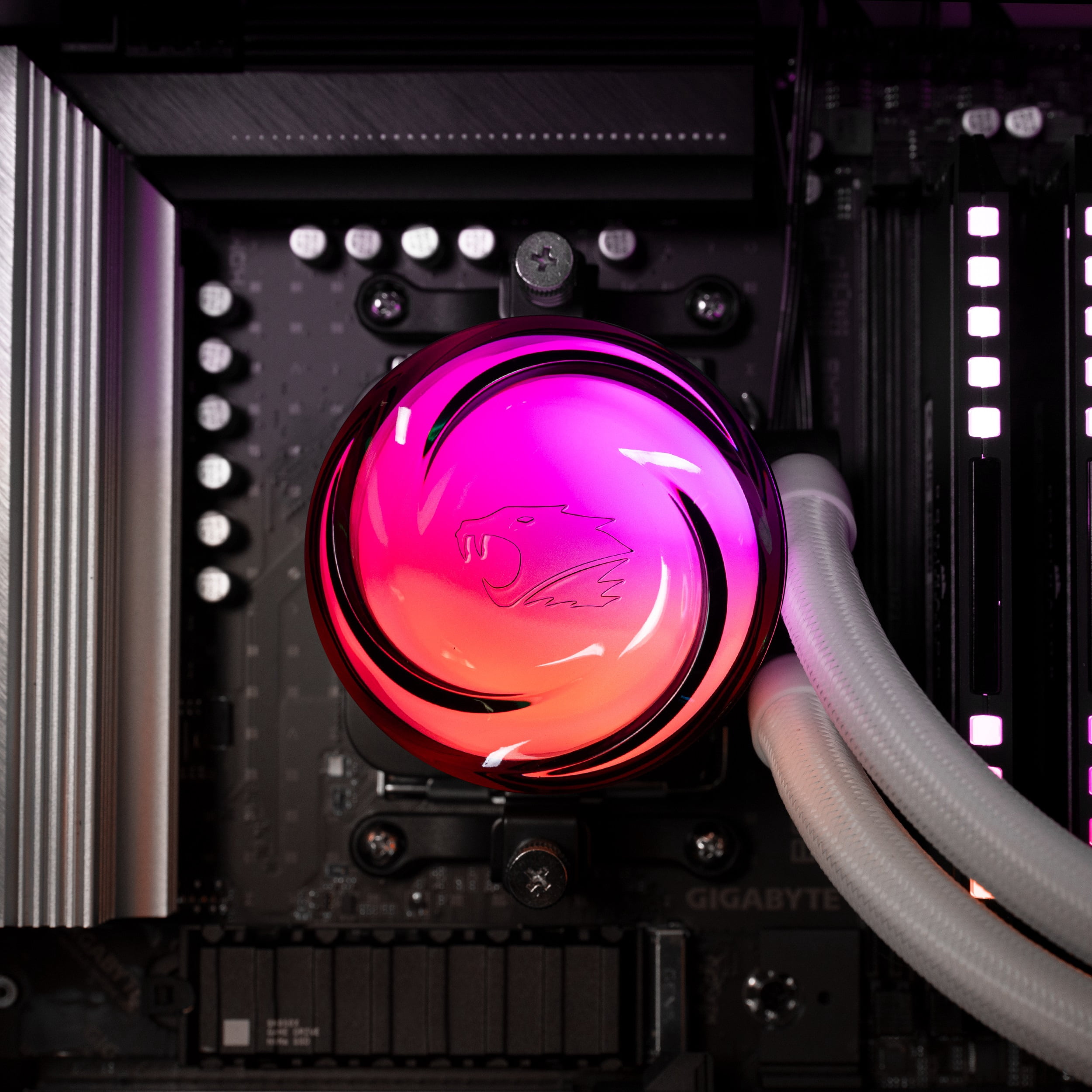 iBUYPOWER - AW4 360mm Radiator CPU Liquid Cooler (3 x 120mm Core Fans) with RGB Display - White
