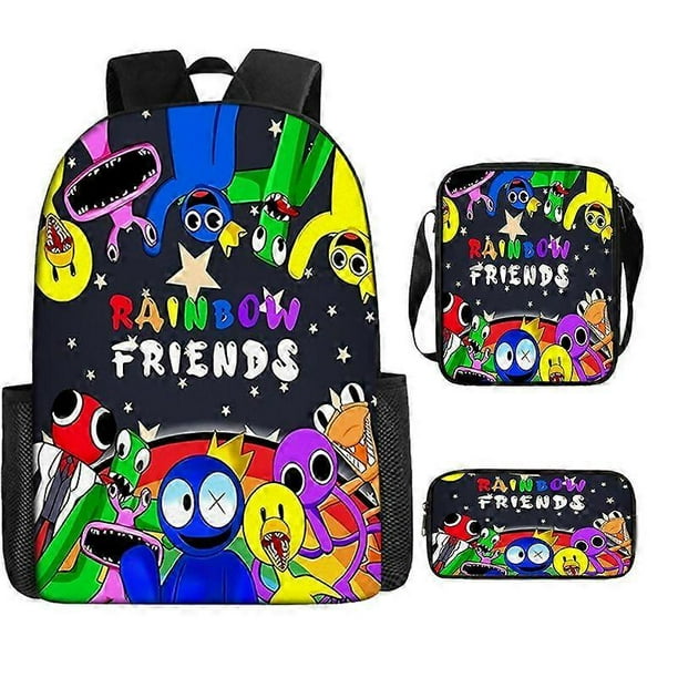 New Arrival Anime Backpack Cartoon Print Rainbow Friend Primary School Student 8-piece Backpack Shoulder Bag Pencil Case