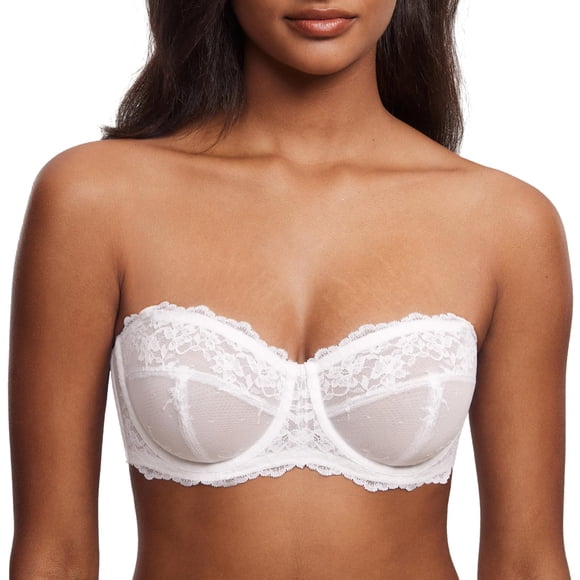 Sostén DOBREVA 34DD Sin Relleno de Encaje Strapless Convertible Blanco