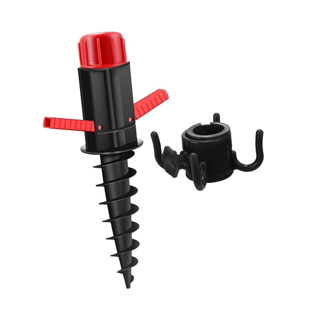 Sombrilla de playa Anclaje de arena con gancho de sombrilla Soporte de base de sombrilla de patio Anclaje de tornillo de sombrilla de césped para Ganchos negros