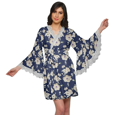 

Moomaya Cotton Printed Bell Sleeves Robes For Women Bridesmaid Robes Bathrobes