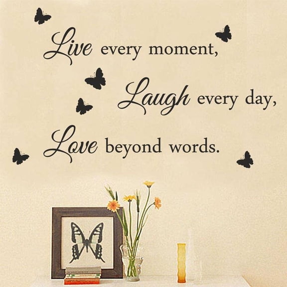 Live Laugh Love Wall Quote Stickers Removable Vinyl Decal Art Home Decoration For Living Room Butterfly Mural Interior 57x35cm