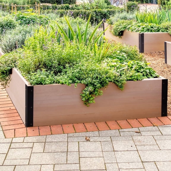 Quictent 48''x48''x11'' Extra-thick Cedar Raised Garden Bed Wooden Elevated Planter Kit Box with 8 Advanced Resistant-rust Metal Bed Corner Bracket Connectors for Grow Herbs Vegetable Flower