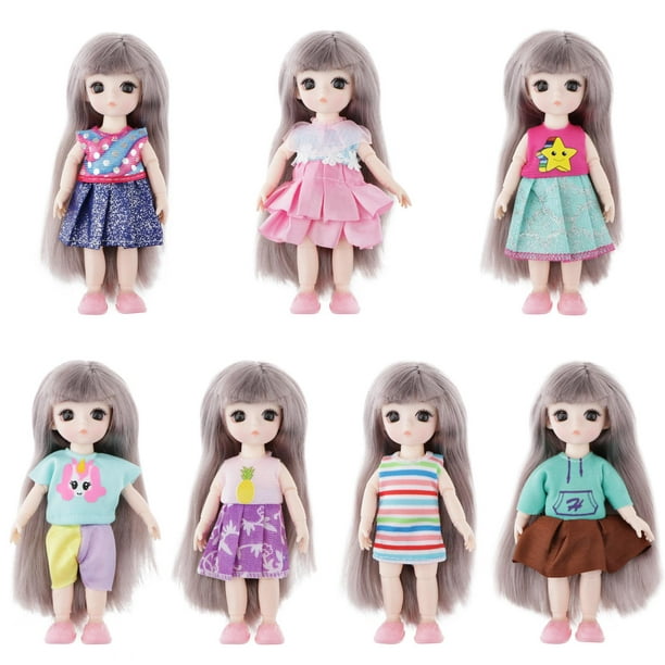 7 Set Mini Dolls Clothing Daily Outfits Fit for 16cm Girl Doll Dress  Costume 