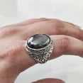 thumbnail image 4 of Hematite Mans Ring, Natural Hematite Mens Ring, Unisex Ring, Silver Jewelry, 925 Silver Ring, Birthday Gift, Heavy Men Ring, Arabic Design, Ottoman Style Ring, Christmas, Turkey Mens Signet Ring, 4 of 8