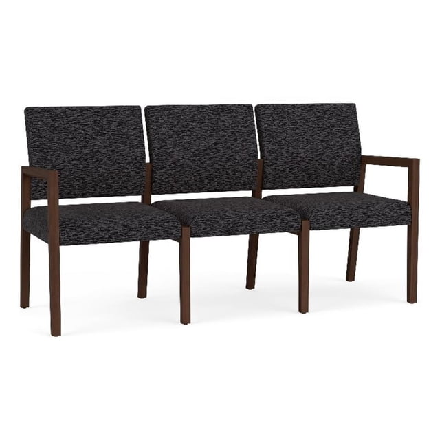 Pemberly Row Waiting Reception 3 Seat Tandem Seating No Center Arms in Black