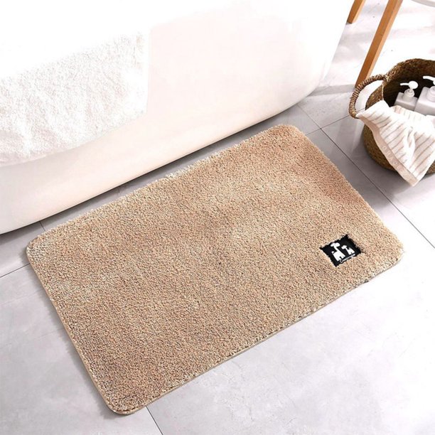 Alfombra de baño antideslizante | Alfombra de poliéster absorbente y de secado rápido | Lavable a máquina para dormitorio, entrada y habitación infantil | 60 x 40 cm en gris, rosa, verde, beige y