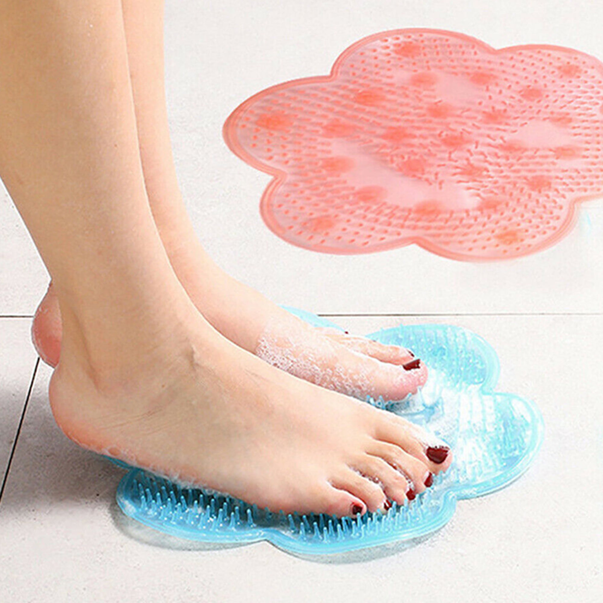 Lazy Bath Massage Pad Non-slip Scrubber Silicone Suction Cup Bathroom Shower Mat 