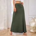 thumbnail image 3 of Women's Knitted Midi Skirt, Solid Color High Waist Bodycon Pencil Skirt, Elegant Office Skirt for Work, Fall Outfits and Daily Wear,Army Green,L, 3 of 6