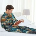 thumbnail image 5 of Bingfone Men's Pajama Set 2 Piece Loungewear PJs, Long Sleeve with Pajama Pants-Colorful Plant Turtle, 5 of 7