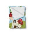 thumbnail image 2 of Gnome Soft Flannel Fleece Throw Blanket, Elves Working in the Garden Amanita House Butterflies Forest Trees Composition, Cozy Plush for Indoor and Outdoor Use, 70" x 90", Multicolor, by Ambesonne, 2 of 5