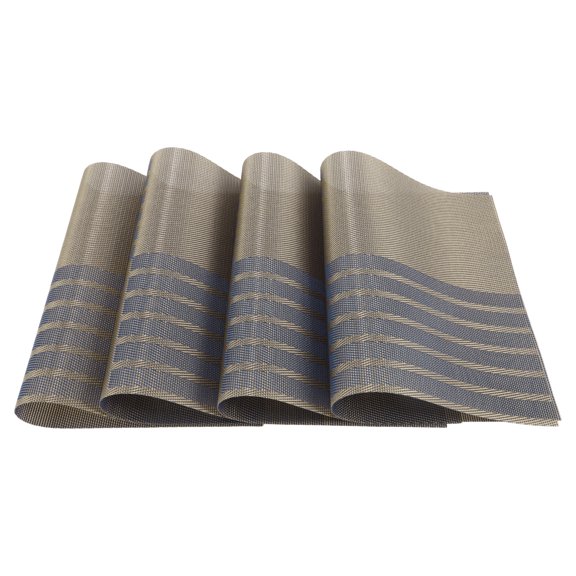 4 Pcs Grid Style Placemats PET Place Mats for Kitchen Dining Table Washable Table Mats Blue