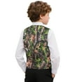 thumbnail image 2 of Garronmavis Cute Green Camo Boys Vest Size 9-10 Lightweight V Neck Adjustable Back Strap Vests Fashion 3-button Single Breasted Closure & 2 Slit Pockets Stylish Fall Winter Clothes, 2 of 7