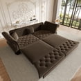 thumbnail image 6 of Chesterfield Pull Out Convertible Sofa Bed, Classic Flower Tufted Velvet Loveseat Sleeper Couch With Roll Arms and Pillows, for Living Room Apartment Office, 6 of 16