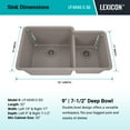 thumbnail image 5 of 32" x 19" Quartz Kitchen Sink, Double Bowl Sink, Drop-in Sink, Undermount Sink, Granite Kitchen Sink, Galaxy Concrete Kitchen Sink by Lexicon Platinum LP-6040-C-SO, 5 of 7