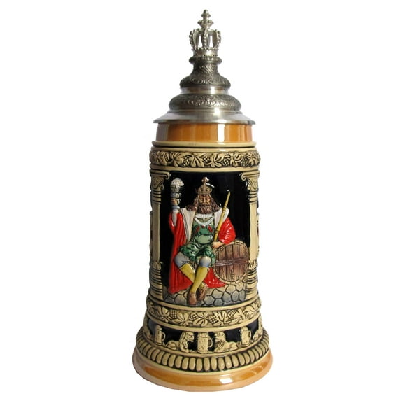 German Beer Stein Gambrinus King of Beers Stein 0.75 liter tankard, beer mug