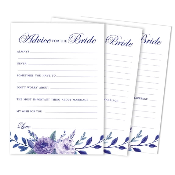 Inkdotpot Advice For The BrideCardsSet Of 50FloralBridal Shower Activity Game
