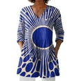 thumbnail image 2 of Womens Summer Casual Linen V-neck Shirt Printed Group Long Sleeve T Shirts for Women, 2 of 4