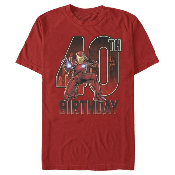 Men's Marvel Iron Man 40th Birthday Action Pose Graphic Tee Red 2X Large