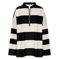 thumbnail image 3 of WEIYLL Women Oversized Fall Half Zipper Turtleneck Striped Tops Long Sleeve Color Block Cardigan Sweatshirts Black, 3 of 5