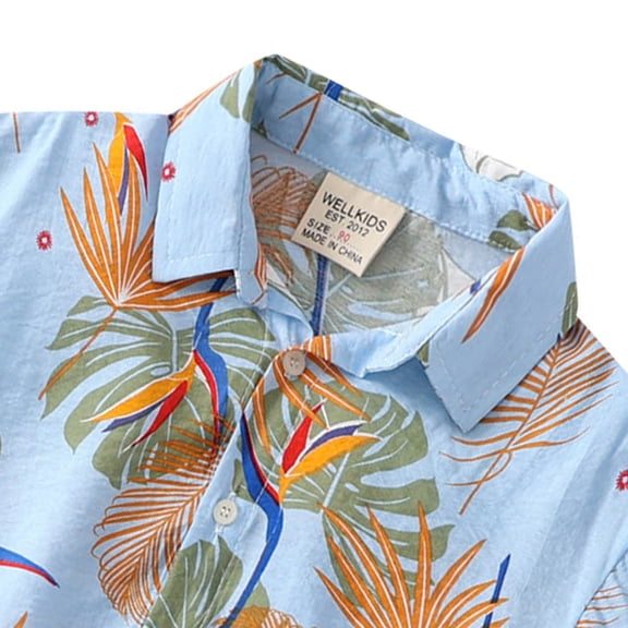 Vedolay Casual Tops For Boy Shirt Boy for Beach Vacation Short Sleeve Button Down Hawaiian Shirt for Boys,Green 4-5 Years